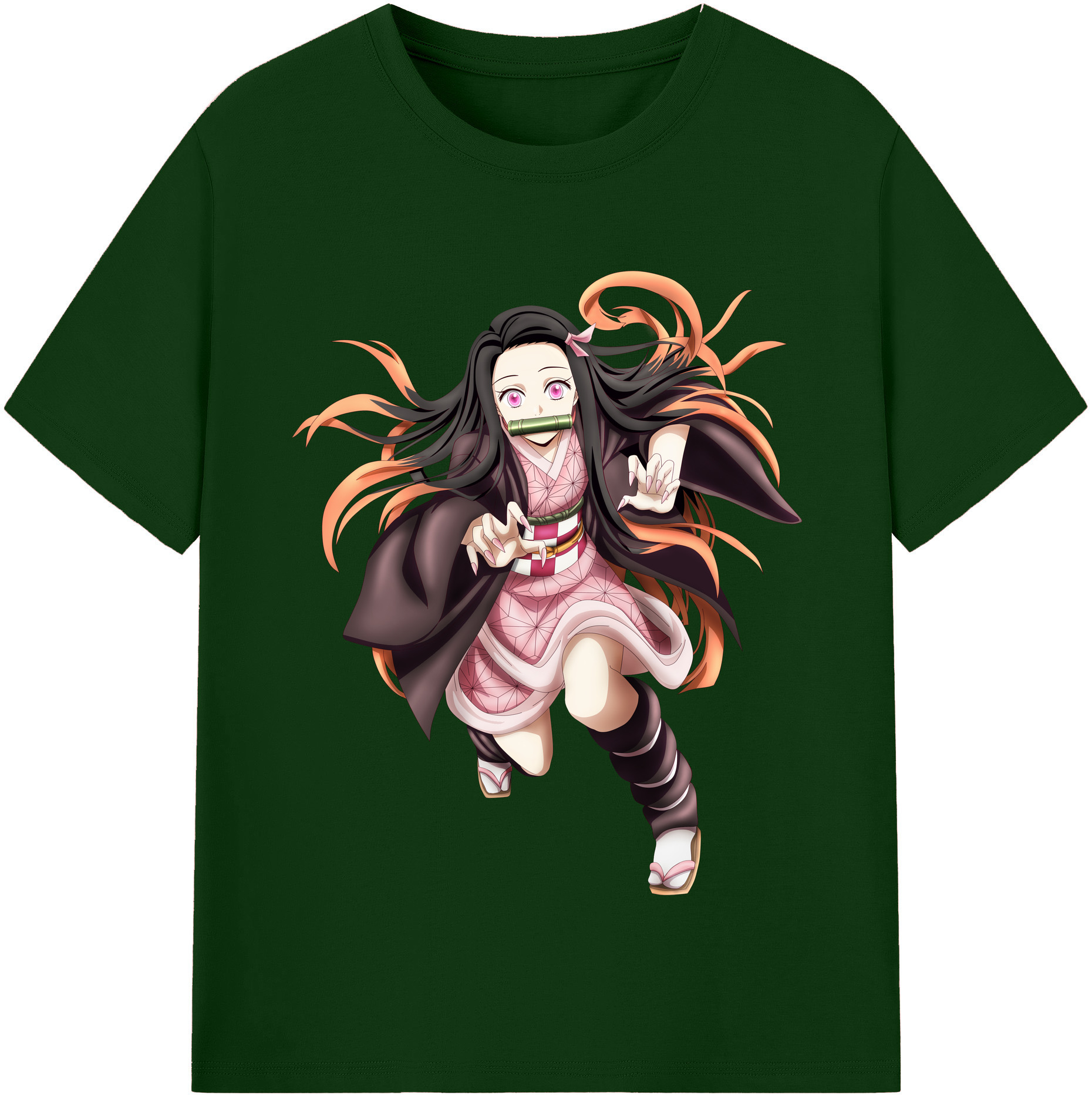（画像用） 鬼滅の刃（きめつのやいば）竈門 禰󠄀豆子／かまど ねずこ Kamado Nezuko 綿100％半袖Tシャツ（フロントプリント）